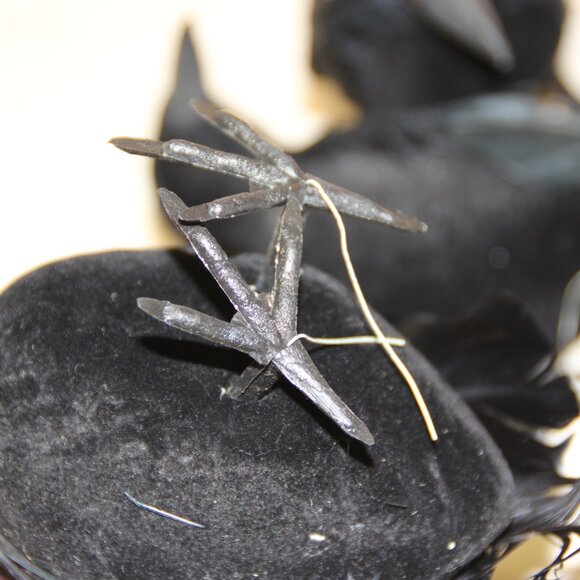 Vintage HALLOWEEN/SPOOKY Black Styrofoam and Feathered Ravens/Crows Lot of 5 - Picture 5 of 6